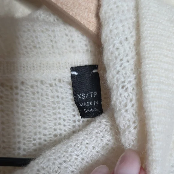 ATM Anthony Thomas Melillo 100% Cashmere Colorblock Hoodie Chalk Black XS - Picture 6 of 11